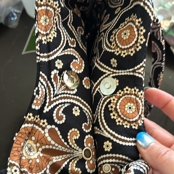 Vera Bradley Caffe Latte Quilted Shoulder Bag Purse, Black Brown Paisley Pattern - Picture 8 of 9